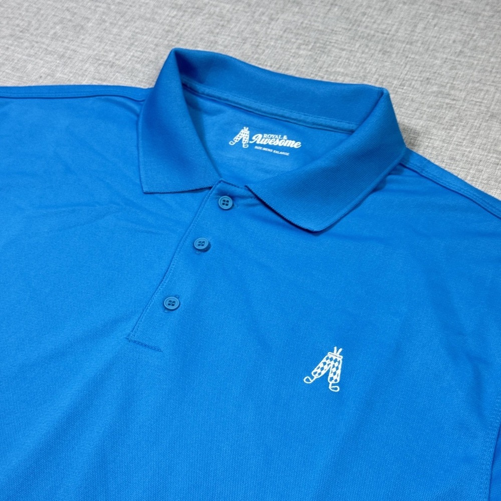 Royal & Awesome Golf Polo Shirt Mens 2XL‎ Blue Short Sleeve Performance